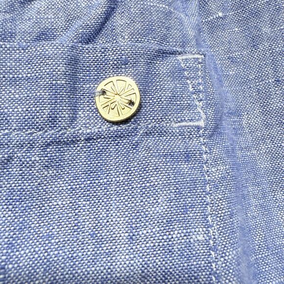 Lilly Pulitzer Pants Size Large Blue Chambray Linen Pull On Straight Wide Leg - Picture 6 of 13